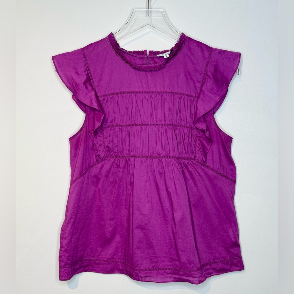 Rails Filomena Berry Purple Cotton Ruffle Sleeve Top Shirt Blouse - Picture 13 of 15